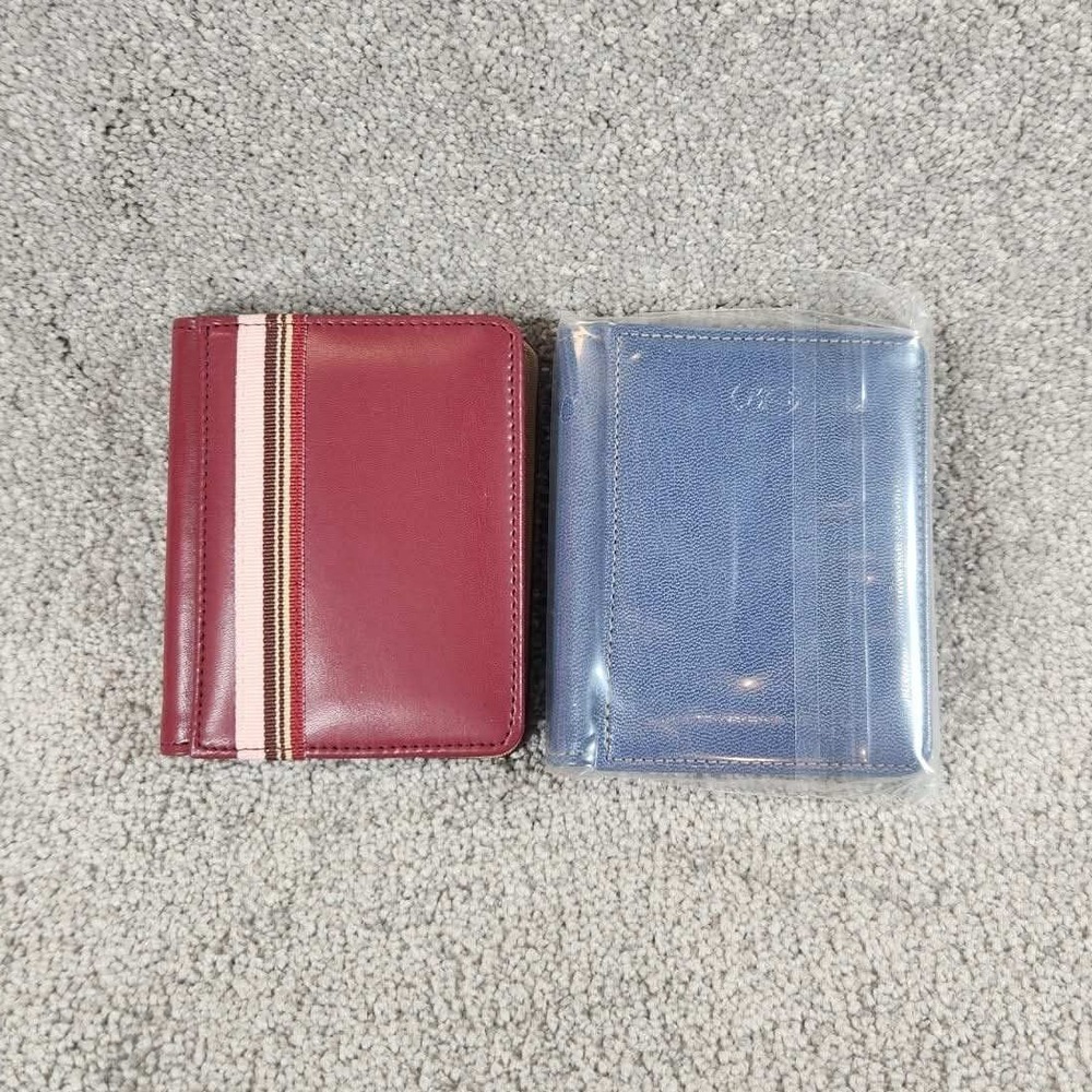 Creative‎ Memories Photo Wallet Set Burgundy Blue Striped Card Organizer 2pk